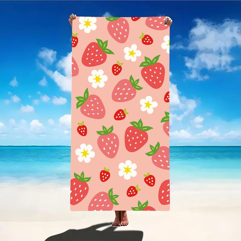 Serviette de Plage Design Fruits d'Été Séchage Rapide Légère Extérieur Voyage Camping Absorbante Serviette de Bain Super Douce Serviette de Natation