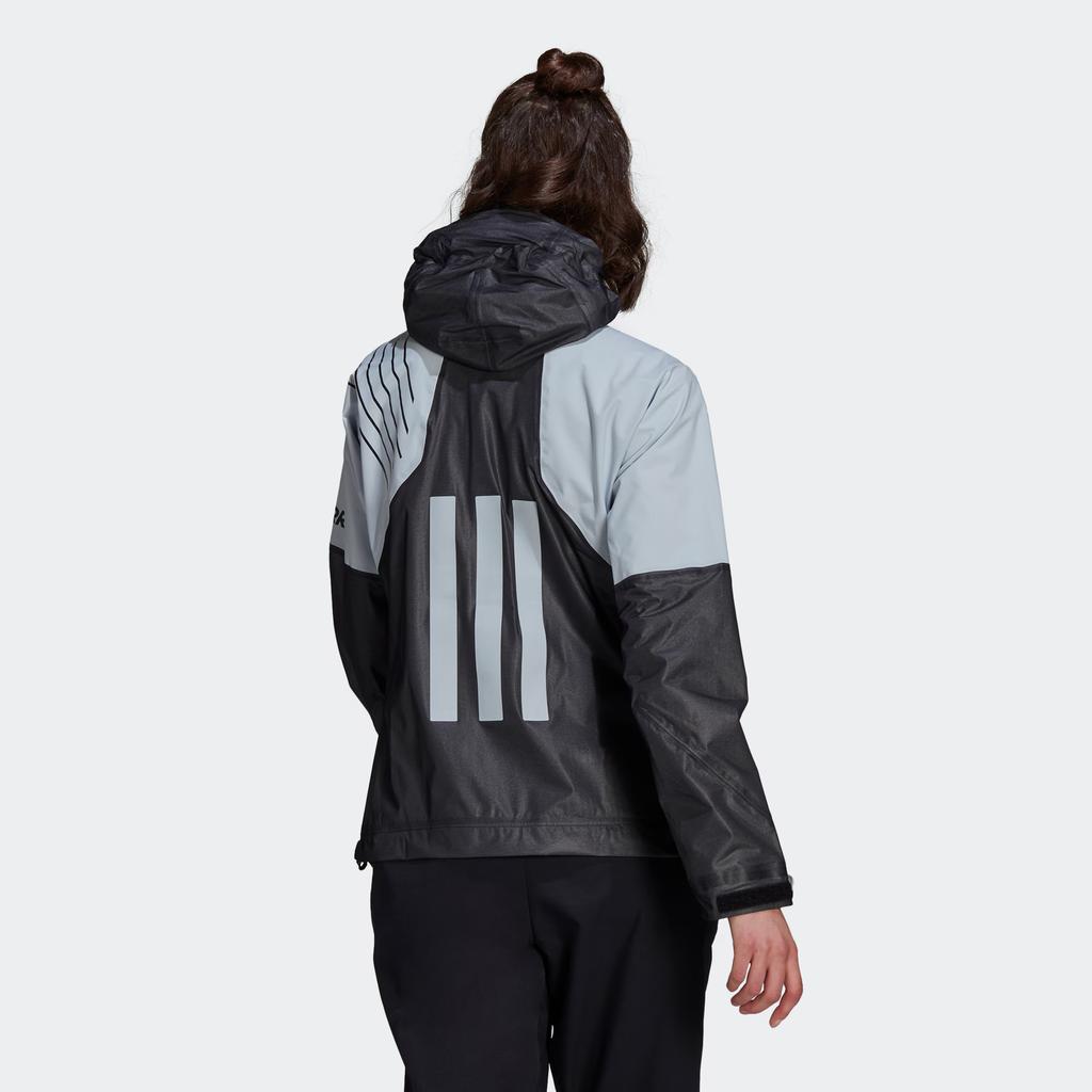 Adidas Waterproof, Windproof, Breathable, And Rainproof Windbreaker Jacket Women's Light Blue/Black GI7289
