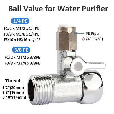 Kugelhahn für Wasserreiniger, 3/8 Zoll, 1/2 Zoll, 5/16 Zoll bis 1/4 Zoll, 3/8 Zoll, PE-Rohr, Kupferlegierung, Kunststoff, 3-Wege-Adapter, Hahnanschluss, Rohrverschraubung