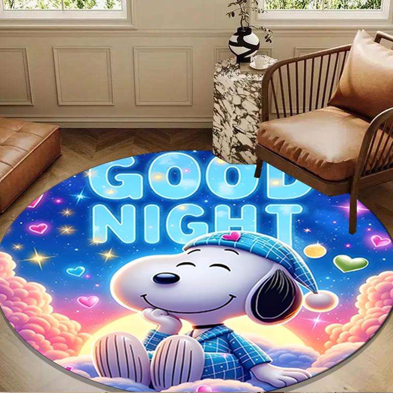 Cute Dog Dreams Under Stars Round Rug for Livingroom,Bedroom, Palyroom, Chair Rug, Area rug, Circle Carpet, Large Size Fan Christmas gift