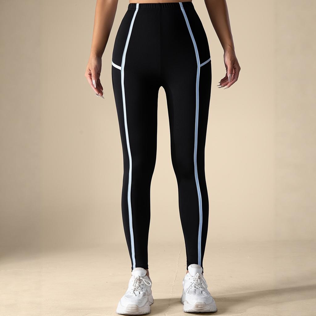 Yoga pants fashion striped fitness pants high waist hip lift slim slim yoga pants breathable sports fitness pants