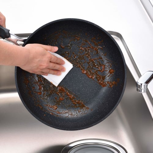 Wahei Freize Deep Frying Pan, 30cm for making plenty of food, also for boiled foods and fried rice, with back print, for gas fire use only