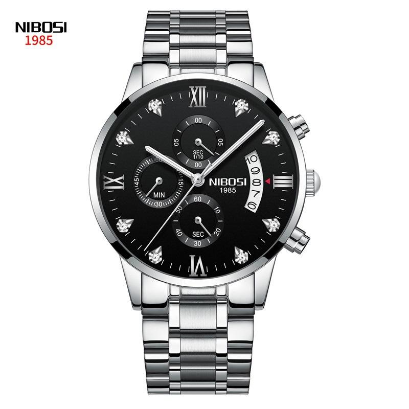 Business Quartz Watch Stainless Steel Belt Sun Moon Star Men'S Moon Phase Watch
