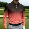Men's Long Sleeve Casual Printed Sport Shirt with Turn-Down Collar and Single Breasted Front