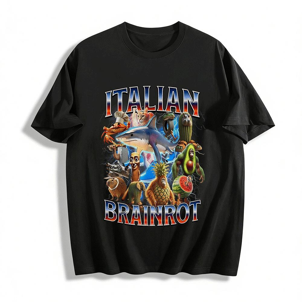 Italian Brainrot Meme Graphic Print Casual Tee Shirt Pure cotton T-shirt XXS