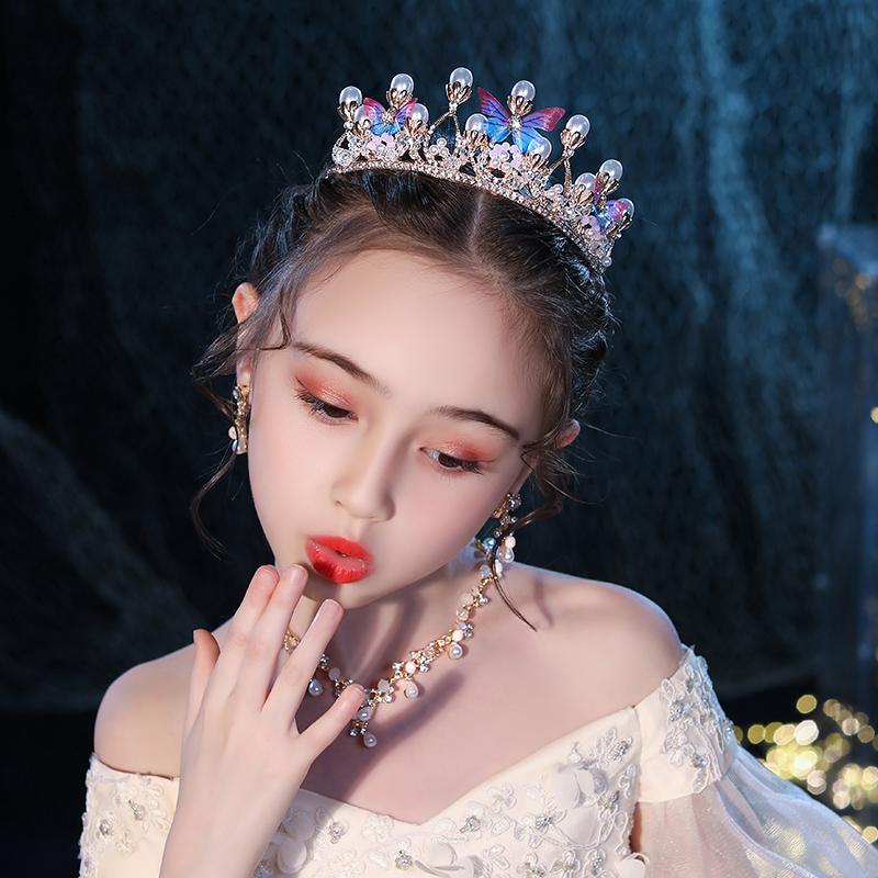 Goldfarbene Tiaras und Kronen Schmetterling Perlen Kristall Handgefertigt Kinderkrone Fotografie Party für Kinder Frauen Prinzessin Diademe