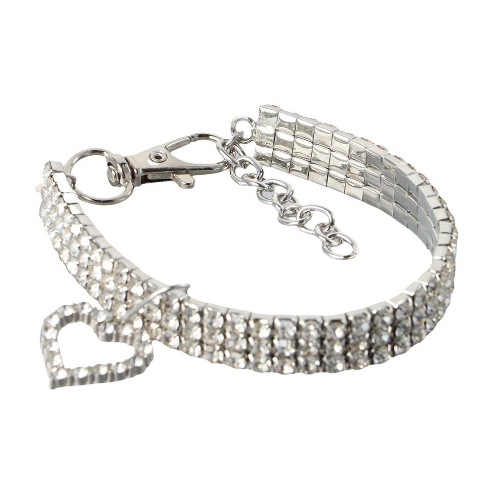 Bling  Pendant Heart Shaped Crystal Necklace Pet Supplies Dog Accessories Pet Collar