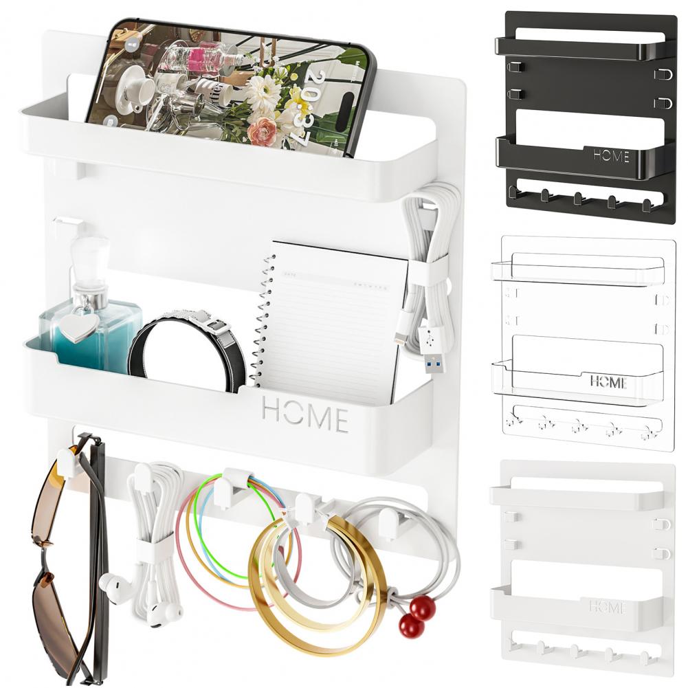 Väggförvaringshylla Sängbordsväggmonterad Ställ Väggfäste Sängbordsfack Stark Bärförmåga Spelkonsolorganisatör för Sovrum