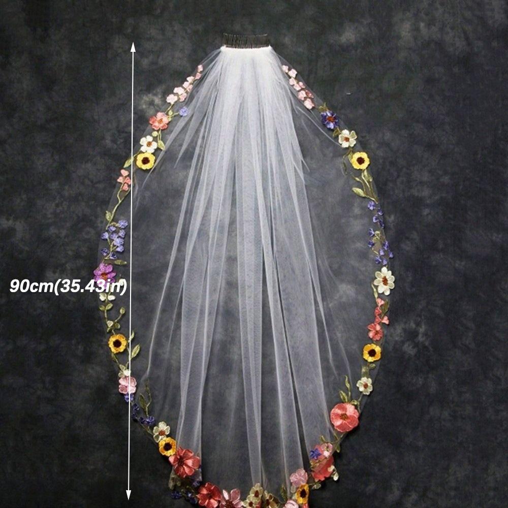 Embroidery Lace Floral Lace Bridal Veil Floral Applique Edge Wedding Veil  Bridal Wear