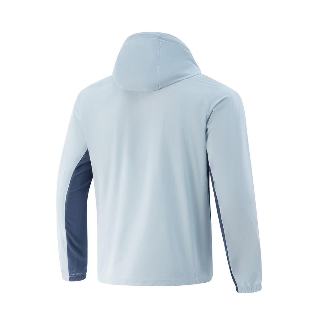 Li Ning Training Series Sports Casual Minimalist Color Block Hooded Windbreaker Men Outerwear Cloud-Blue Deep-Navy AFDVA85-3