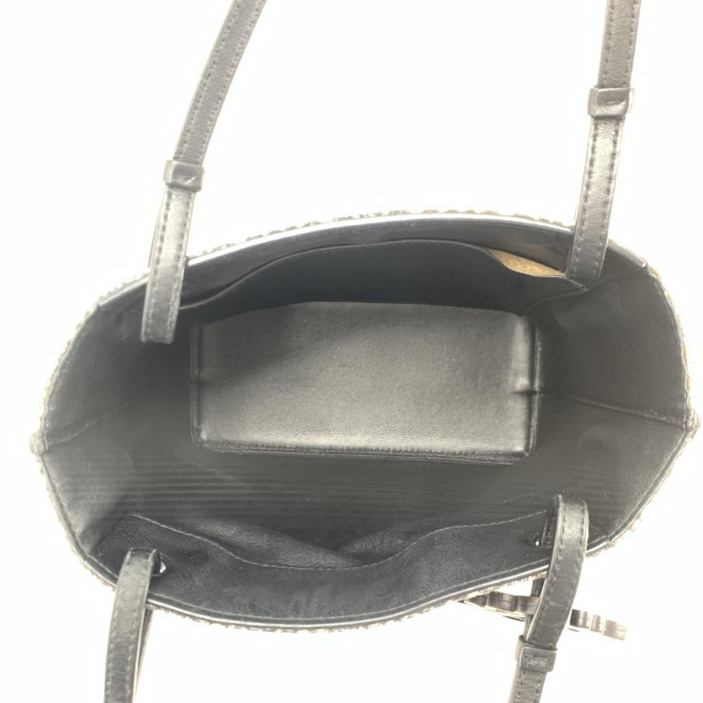LOEWE Repeat Anagram Jacquard Square Tote Shoulder Bag Canvas Calf Leather Navy Blue Black