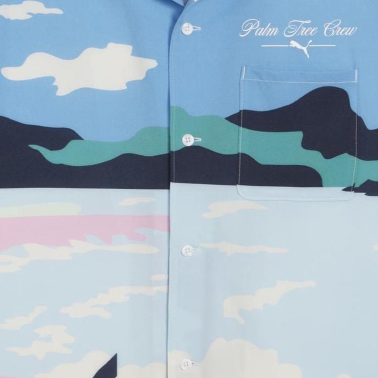 Puma X The Palm Tree Crew Ptc Pullover Colorato a Manica Corta Camicie da Uomo Blu Imperiale 623961-01