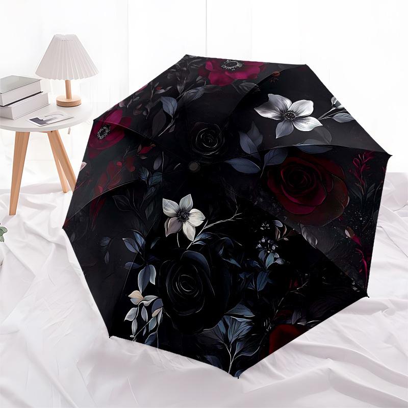 1PC Floral Pattern Umbrella-8-Rib Reinforced, Automatic Open, Lightweight & Durable, Fashion Accessory for Outdoor, Beach L0338