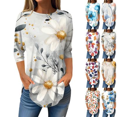 3/4-Ärmel-Shirts für Damen, süße Oberteile, grafische T-Shirts, Blusen, lässig, Übergröße, Basic-Oberteile, Pullover