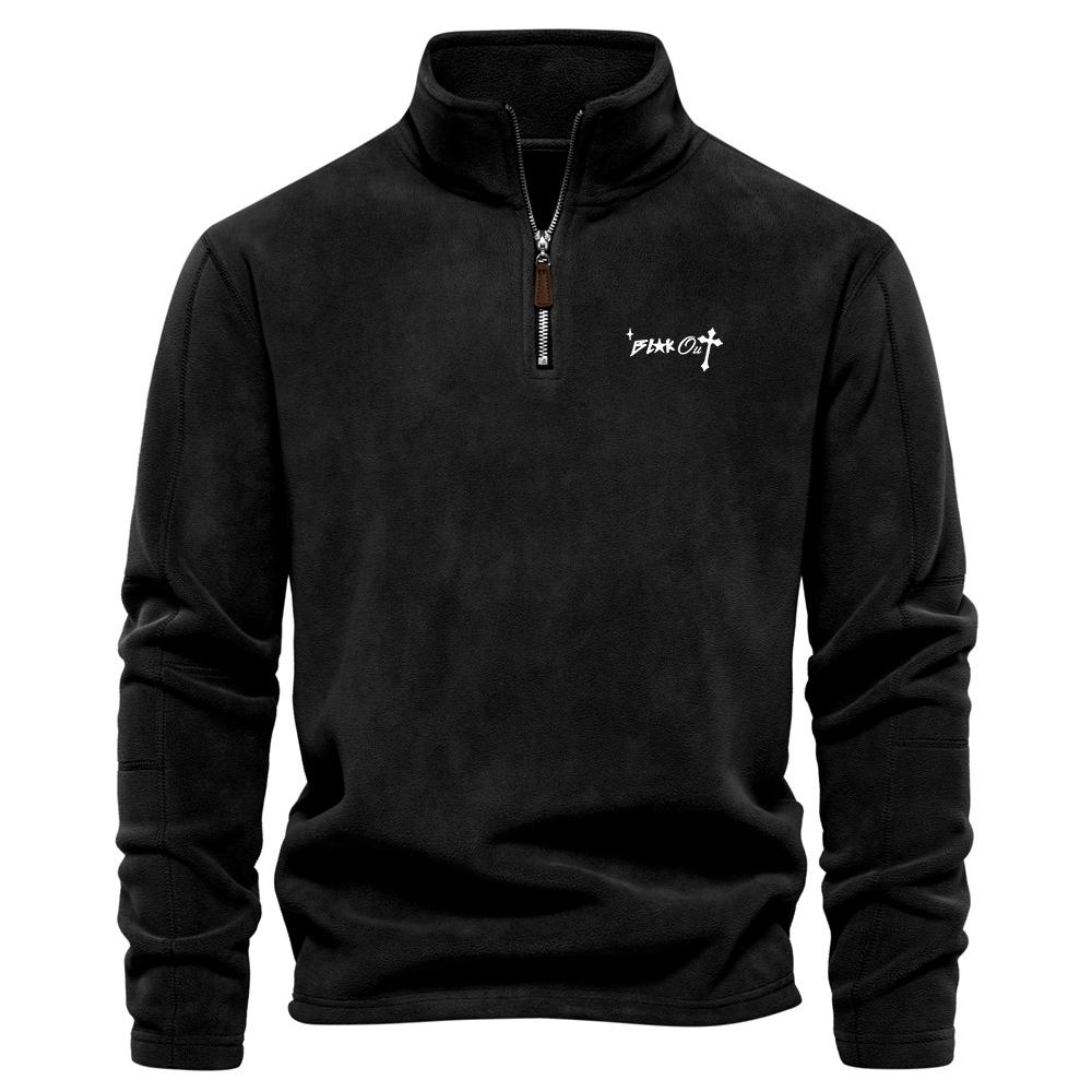 

FEGKZLI Brand Quality Thicken Warm Fleece Jacket for Men Zipper Neck Pullover Men s Sweatshirt Soft Shell Mens Jacket S чорний