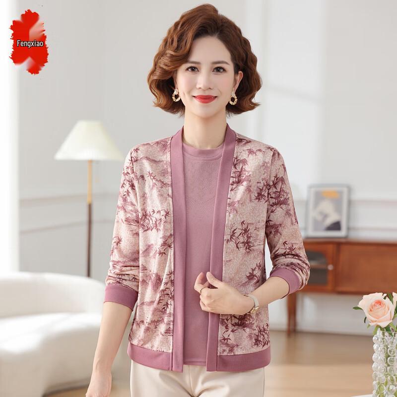 Women s Spring Autumn Floral Cardigan Top 4XL