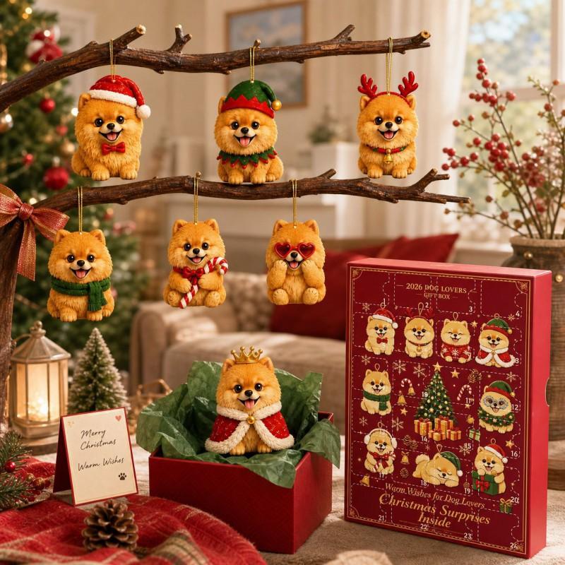 Christmas Pomeranian Advent Calendar Blind Box 24pcs Festive Decor Pet Lovers