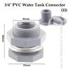 1PCS PVC 1/2"3/4"1"Water Tank Connector Drain Pipe Accessories Aquarium Joints Water Pipe Fittings Thread Adaptor Tank Bulkhead