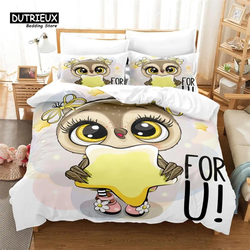 Cartoon Animal Bedding Set, 3Pcs Duvet Cover Set, Soft Comfortable Breathable Duvet Cover, For Bedroom Guest Room Decor