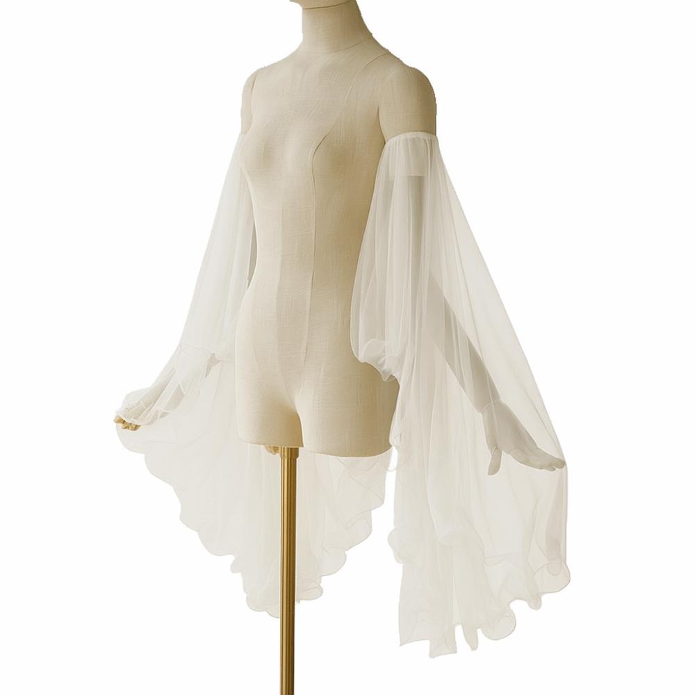 

1 пара Вінтажні Елегантні Жіночі Рукави для Сукні Довгі Тюлеві Прозорі Тюлеві Рукавички Знімні Нарукавники Аксесуари для Костюмів Cosplay білий