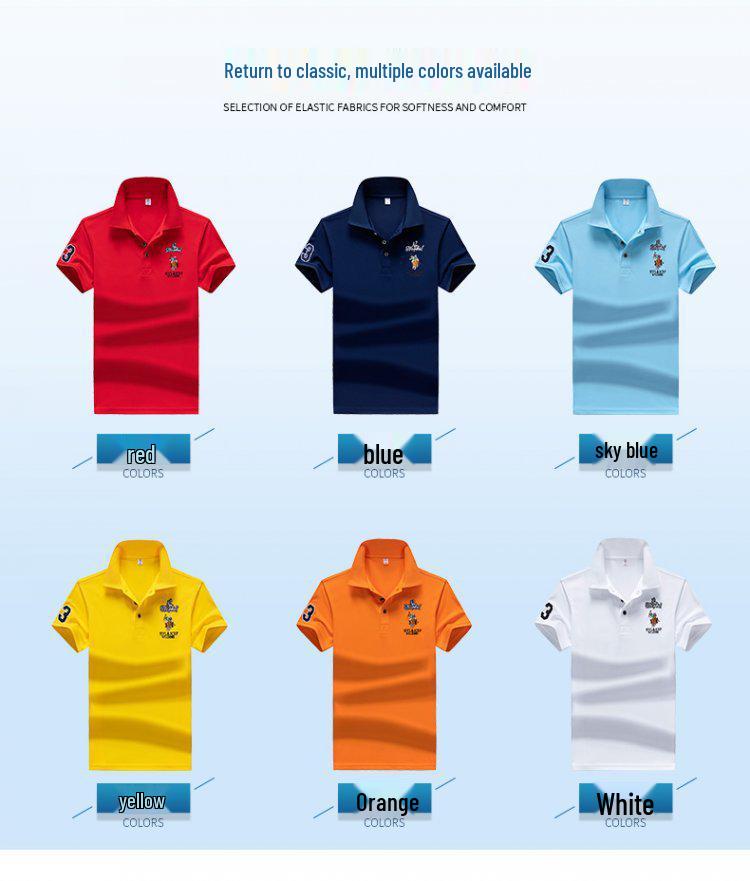 Men's Slim Fit Summer Polo Shirt - Solid Color, Short Sleeve, Embroidered Design
