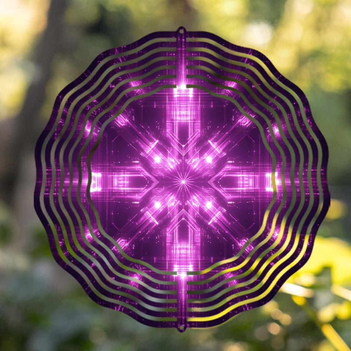 

Vibrant Purple Light Metal Wind Spinner for Garden Patio Decor 360 Rotating Hook No Electricity Needed All Seasons Gift Modern Ornament 01A