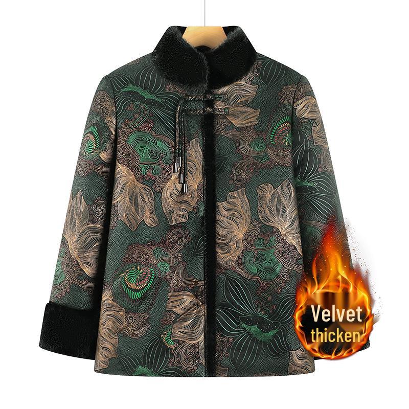

Grandma Winter Velvet-Lined Cotton Jacket: Stylish, Warm, and Cozy for Middle-Aged and Elderly Women 5XL (for 150-165 lbs) зелёный