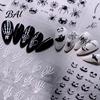 Halloween Nail Supplies 3D Embossed Stickers, Skeleton Hand Pumpkin Spider Bat Art Decals, Gothic Manicure Decoration Decals for Holiday Party