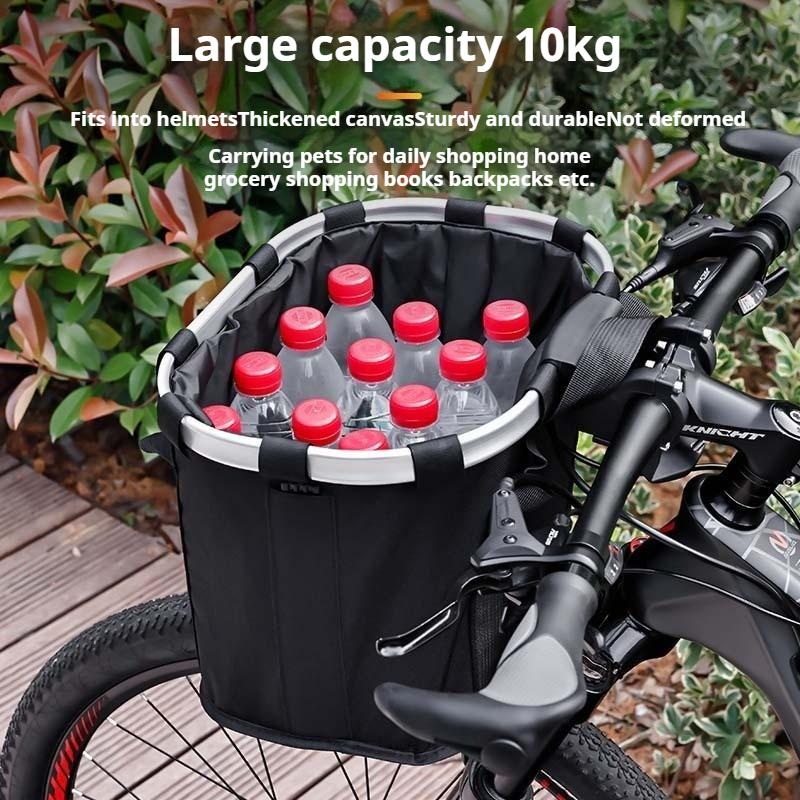 Bicycle Folding Basket Outdoor Handheld Road Bike Large Capacity Front Bag