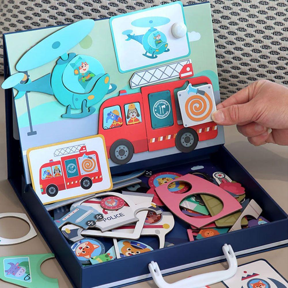 Wood Magnetic Stickers Toys Cartoon Pattern Montessori Games Jigsaw Puzzle  Early Educational
