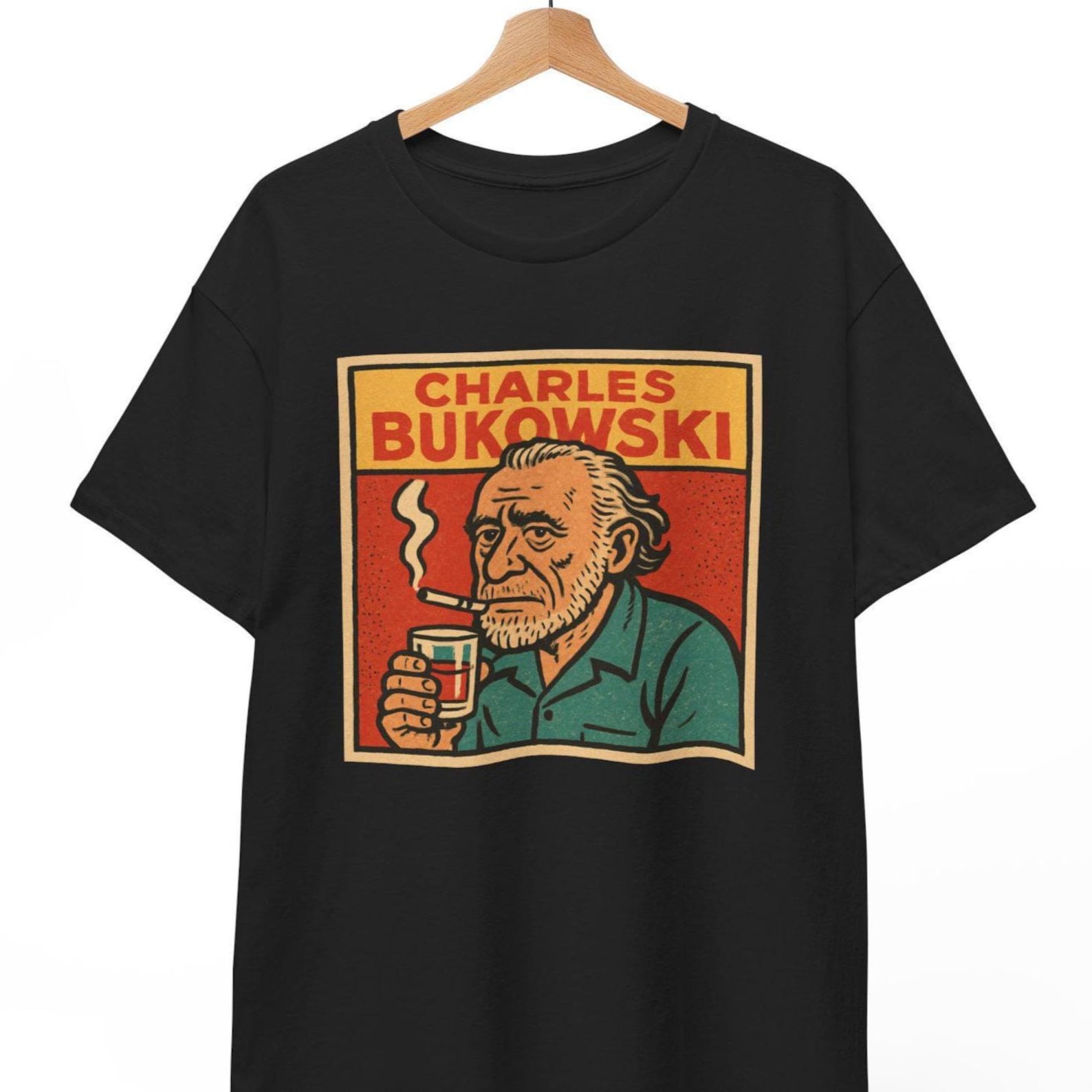 Charles Bukowski Comic T-Shirt: Retro Literary Graphic Tee M