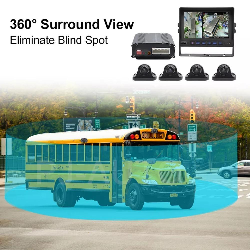 Truck Bus 360 Degree Camera Auto Bird Eye 3D Panoramic View Front Back Side SVM Surround Monitoring Parking Reverse 4k Dash Cam