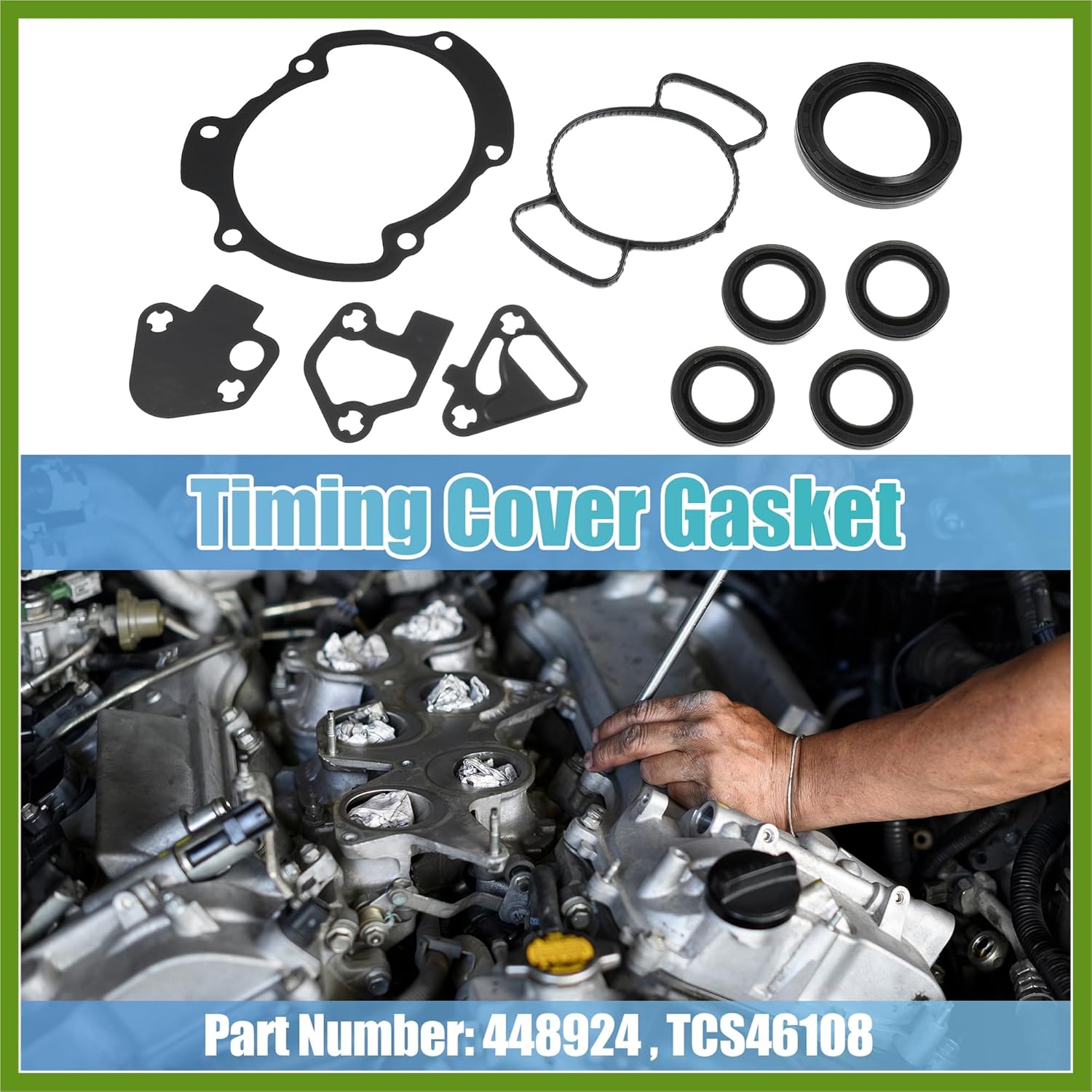

Timing Cover Gasket and Seal Set 67828 448924 for Chevy Equinox 3.0L 2010-2012 for GMC Acadia 3.6L 2007-2016 Rubber Stainless Steel Replace Parts