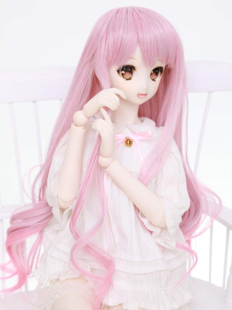 Linfairy 8~9 palců 13 velikost paruka pro panenku figurku panenky růžová + modrá (dlouhý růžový)