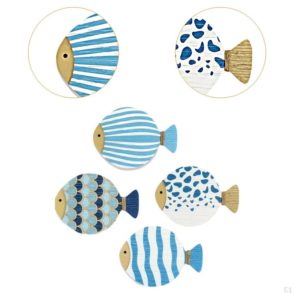 4 Pieces Wall Art Decor Fish Sculpture Decorative Artwork Ocean Theme Hanging Decoration for
