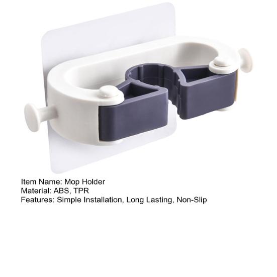 Wall Mounted Mop Organizer Broom Holder Strong Load-bearing Non-Slip Design Waterproof Mop Storage Rack Broom Hanger Hook