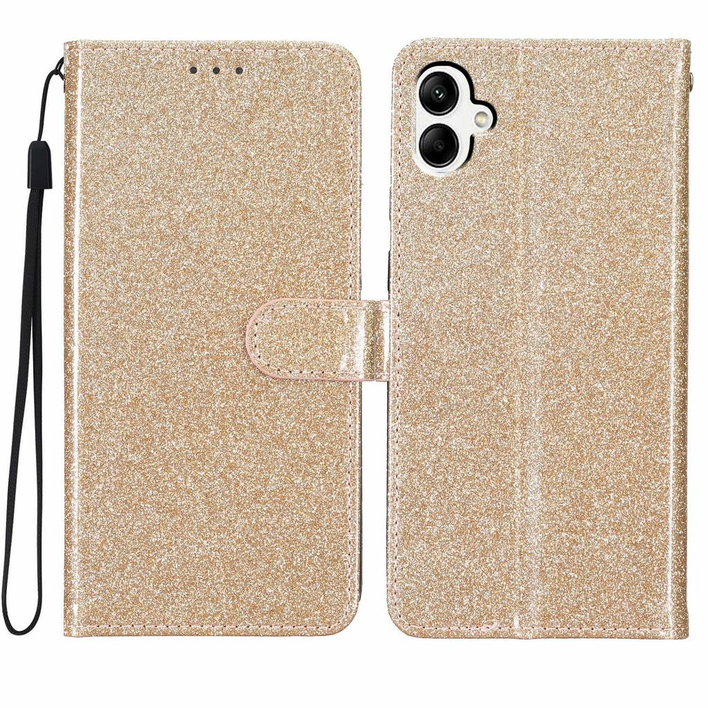 Für Samsung Galaxy A07 Brieftasche Hülle Glitzer Kratzfest Leder Ständer Handyhülle mit Riemen
