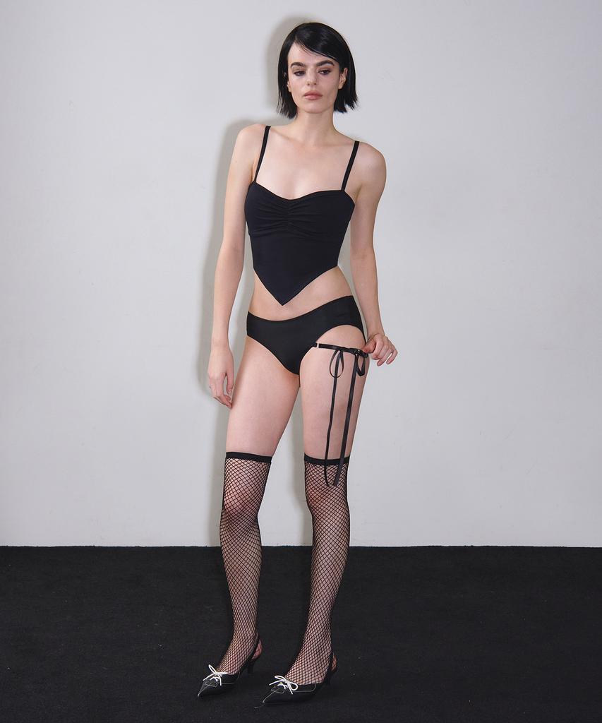 VINAJ Shirred Cone Bikini Bra (Black)