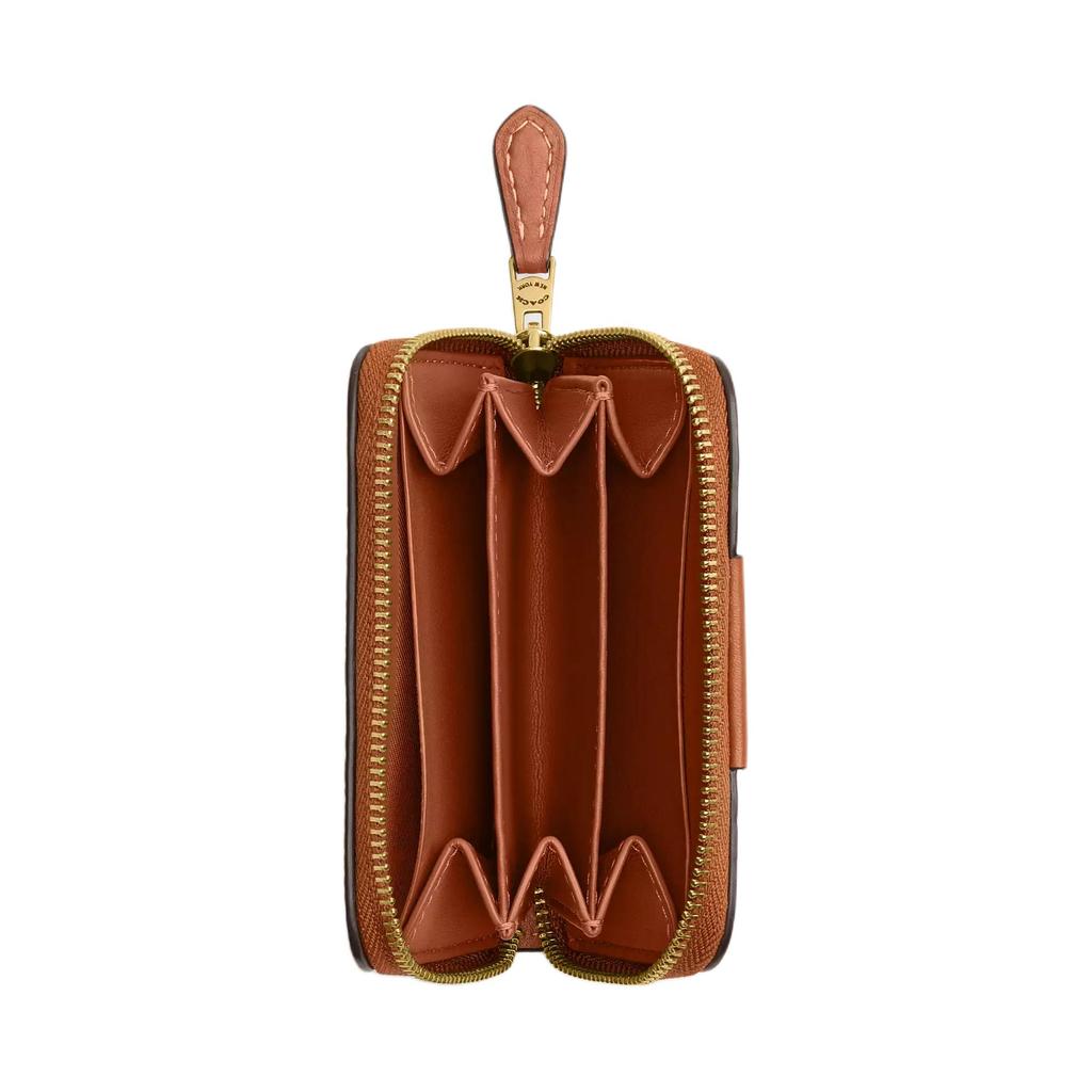 New COACH Essential Coated Canvas With Calfskin Card Holder Trumpets Women's Brass & Taupe CAN55-B4RGL