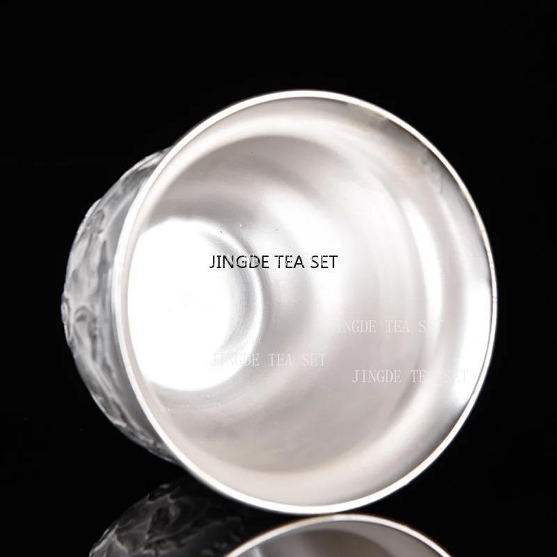 Tazza da tè grande in argento sterling 999 ceramica argento dorato degustazione singola tè tazza maestro Baifu