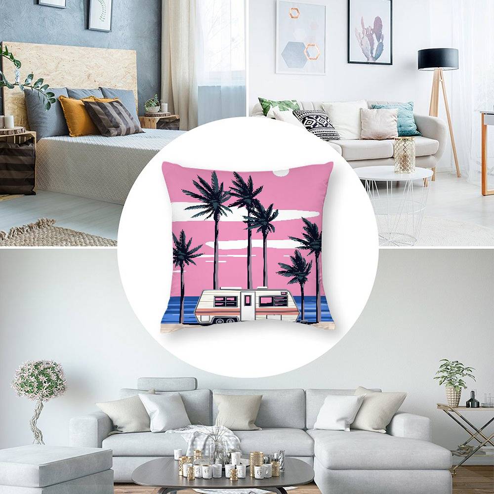 Vintage Simple Style Pillow Case Short Plush Double-sided Print Square Throw Pillow Covers Sofa Home Cushion Decor