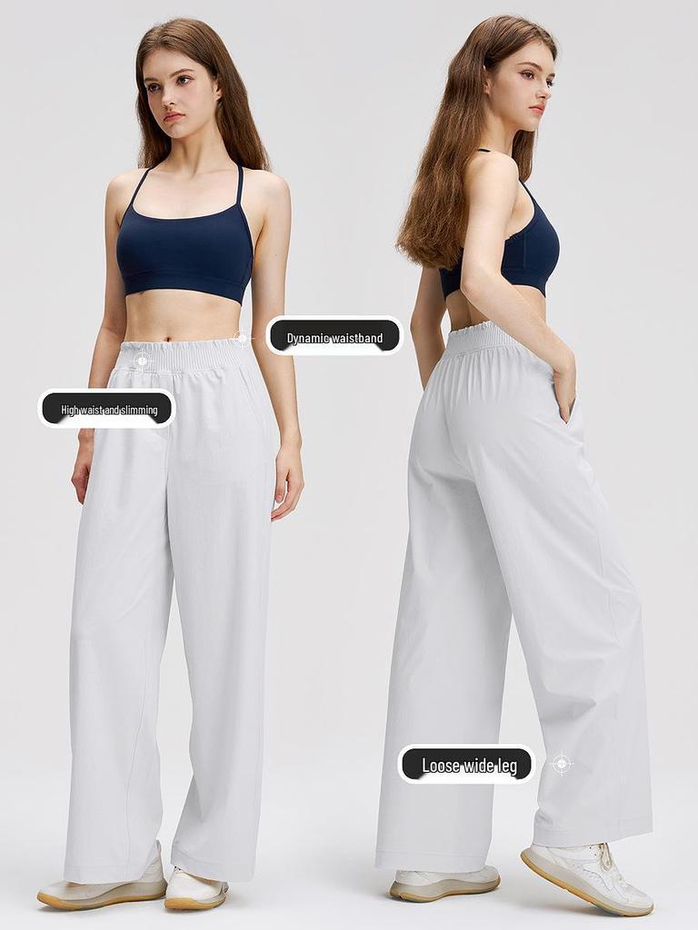 Lulu Damen Schlankmachende Schnelltrocknende High-Waist Wide-Leg Yoga- und Laufschweißhosen