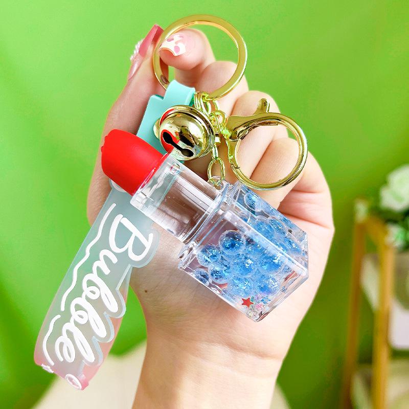 

Светящийся брелок для губной помады с пузырьковыми бусинами: Милый модный кулон с жидким песком. синий