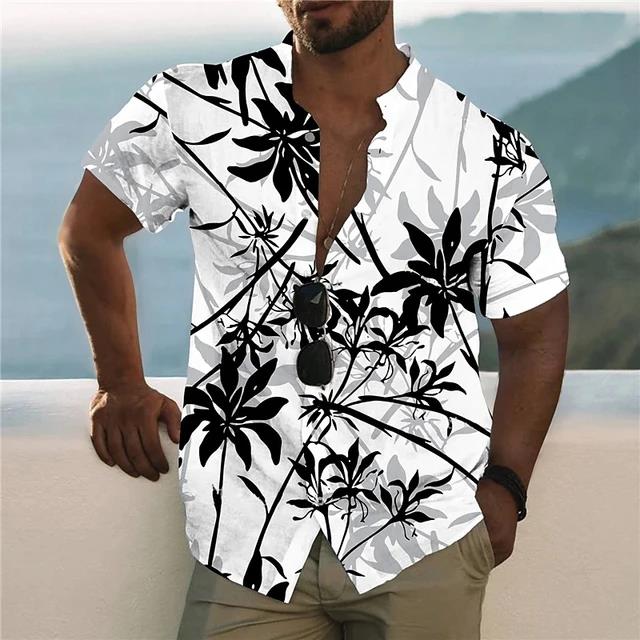 Camicia Comoda da Uomo Albero di Cocco Stampa 3D Hawaiana Spiaggia S-6XLl Manica Corta Top alla Moda Casual
