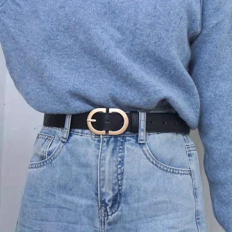 Damenmode-Gürtel, einfacher Gürtel mit Metallschnalle, für Damen, schwarzer Anzug, Jeans, Kleidungszubehör