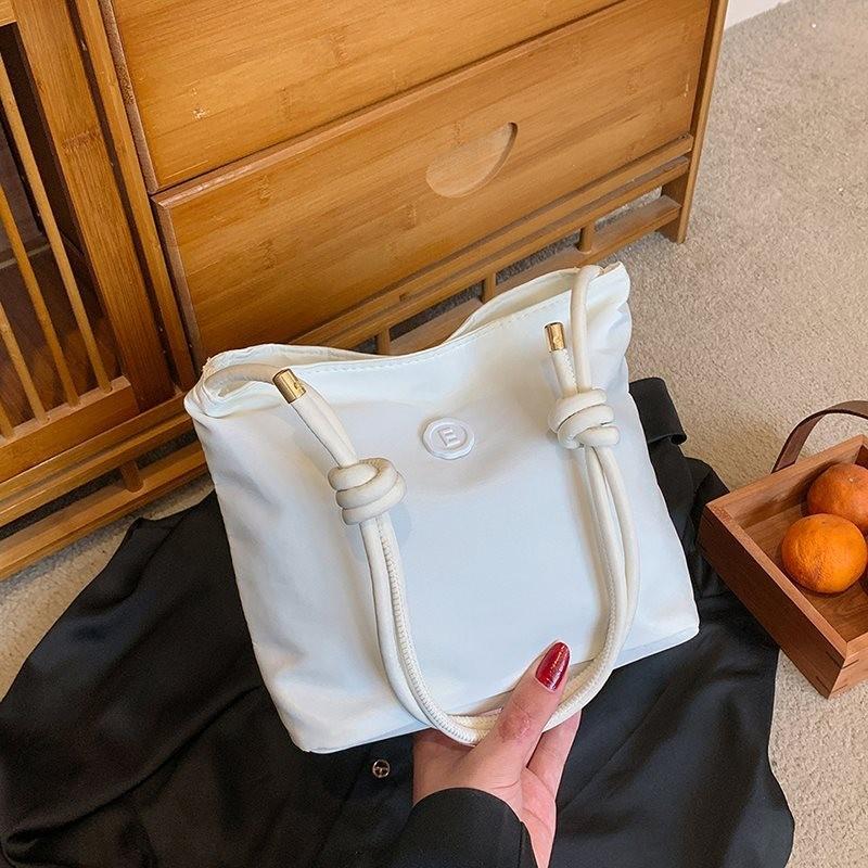 Versatile Minimalist Shoulder Bags For Women Soft Nylon Fabric In Elegant Pink And Black