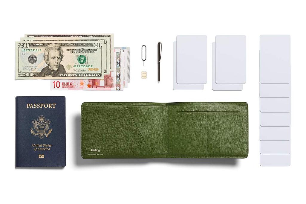 Bellroy Premium Leather Travel Wallet Designers Edition Forest - -