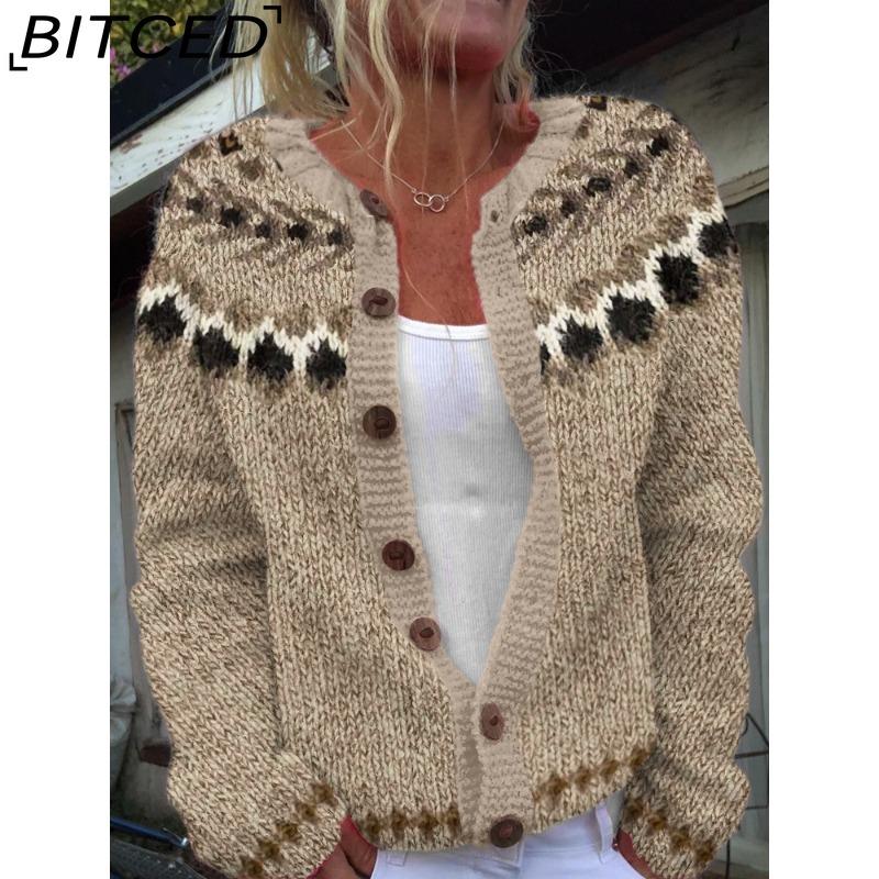 BITCED Women's Cardigan Sweater - Color-Blocked Oversized Knit Top
