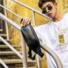 New daily commuting waist bag - black outdoor sports running men's cross-body bag - chest bag soft pu leather belt bag wallet