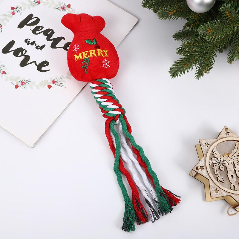 Pet Christmas Dog Teething Toys: Cute Cartoon Cotton Rope for Teeth Cleaning